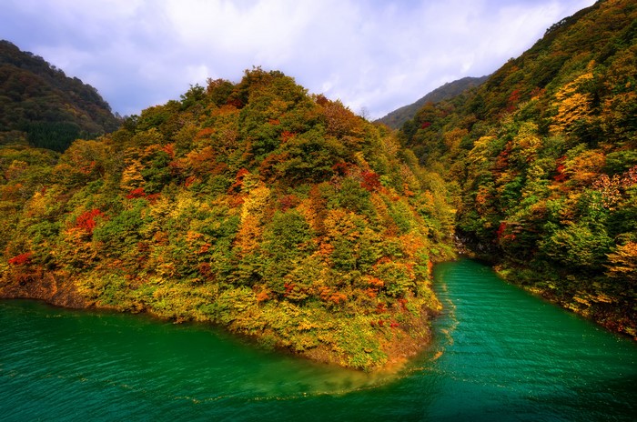 Autumn foliage around Tazawako Lake, Japan