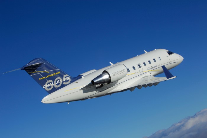 Bombardier Challenger 605 aircraft in flight