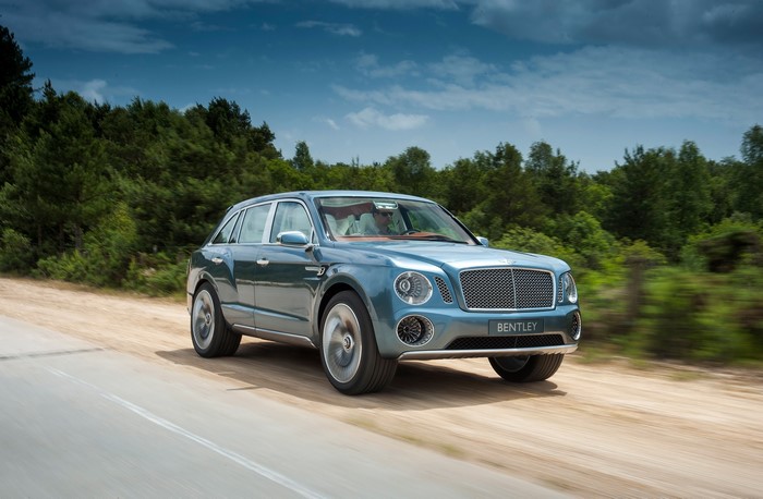 Bentley EXP 9 F Concept SUV on a dirt road