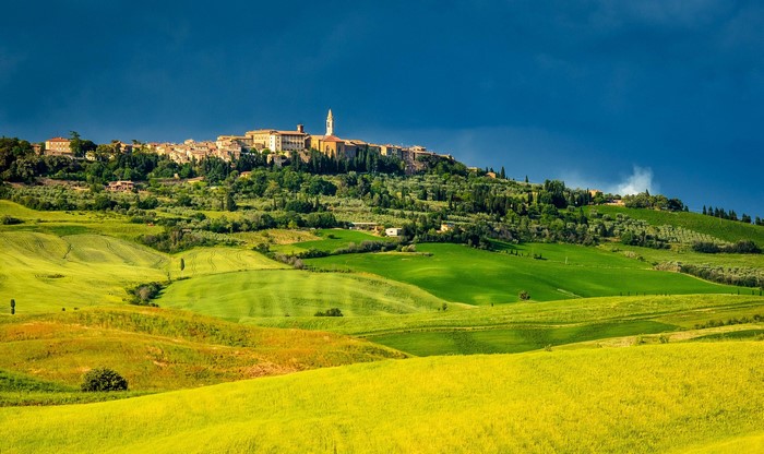 Pienza, Tuscany, Italy Landscape with Rolling Hills