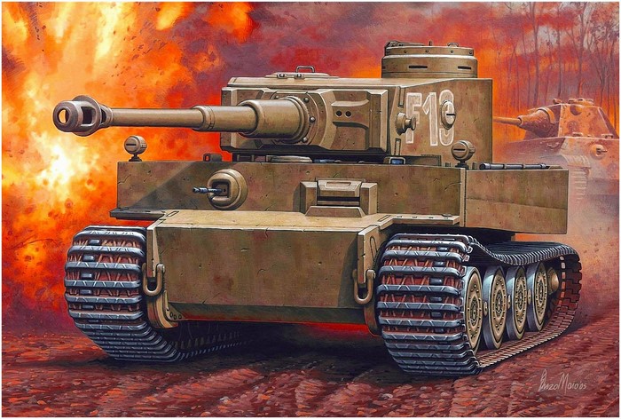 Tiger I Tank with Explosions and Another Tank