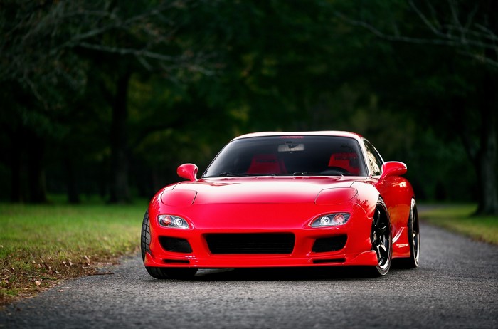 Red Mazda RX-7 sports car