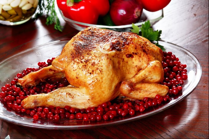 Roast Chicken with Cranberries and Vegetables