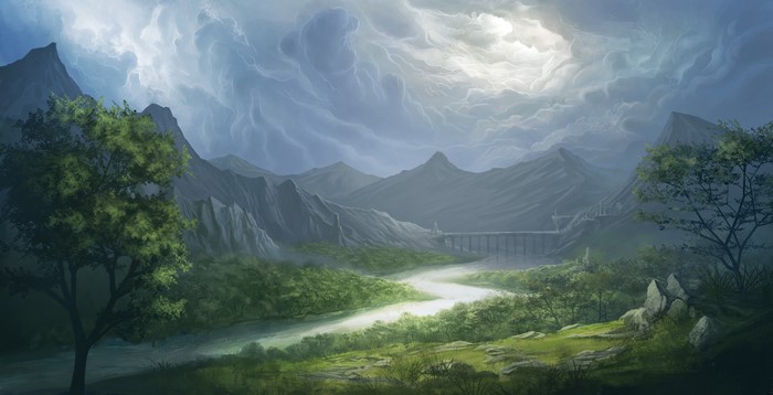 4K Scenery of Mountains and Rivers under Thunderclouds