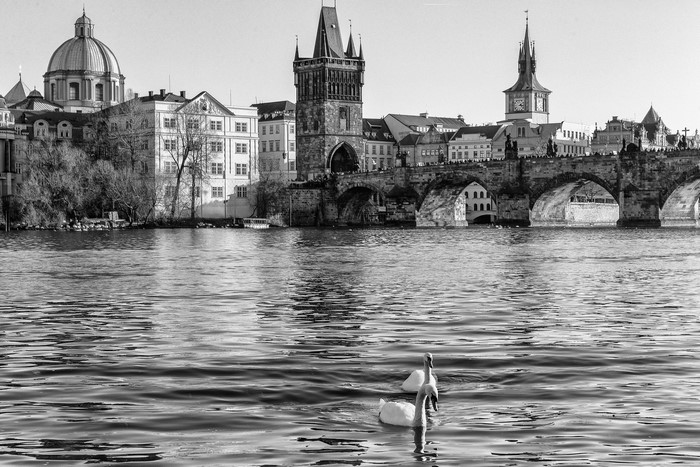 Charles Bridge over Vltava River in Prague, Czech Republic