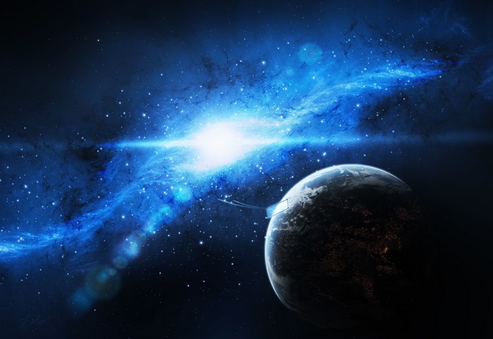 4K Space Scene with Planet and Nebula
