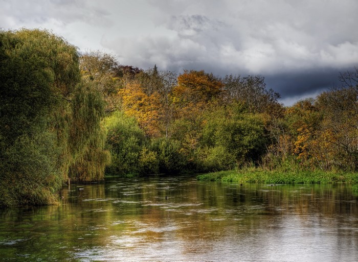 River and trees in autumn in Hampshire, England