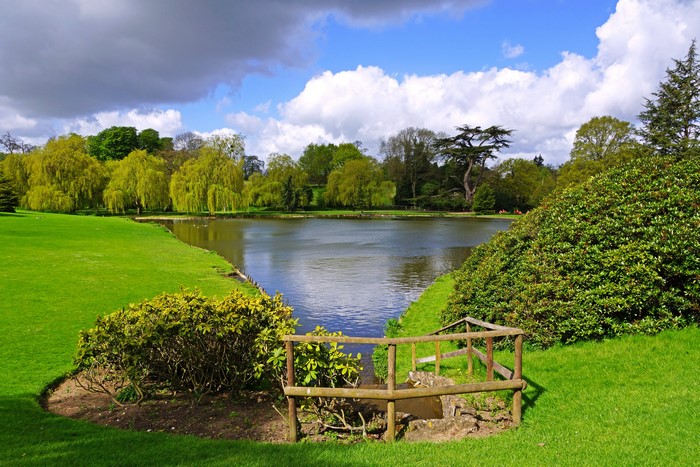 Leeds Castle pond and gardens in England