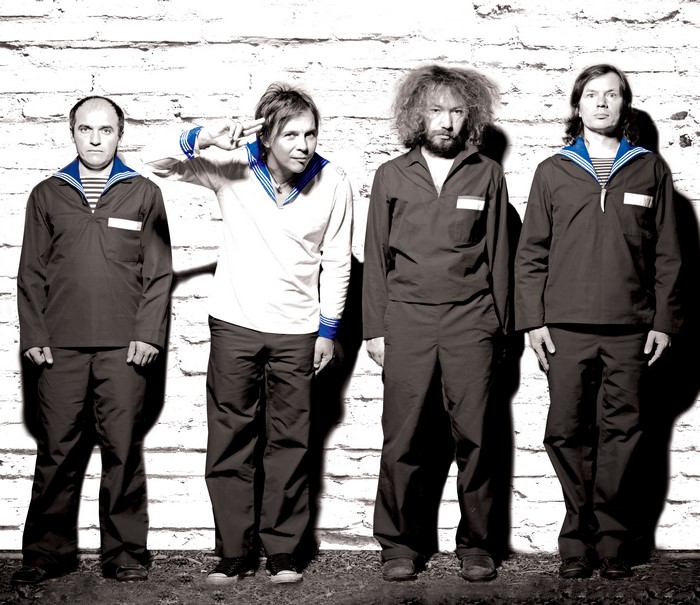 Mumiy Troll band members in sailor-style outfits