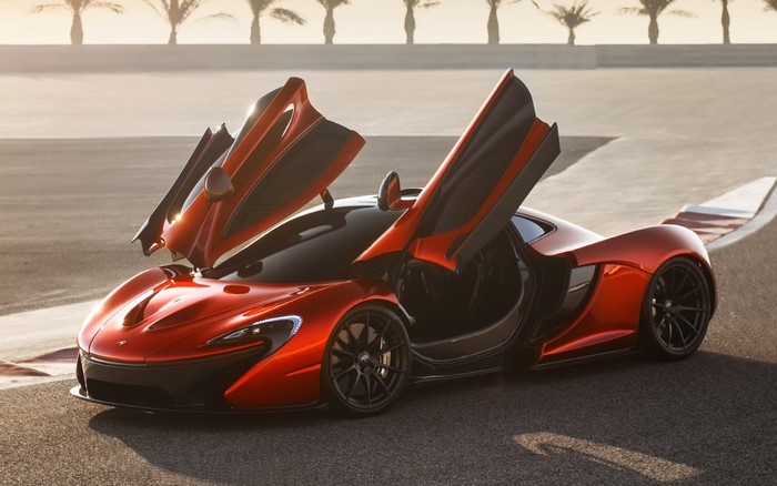 Red McLaren P1 with Opened Butterfly Doors