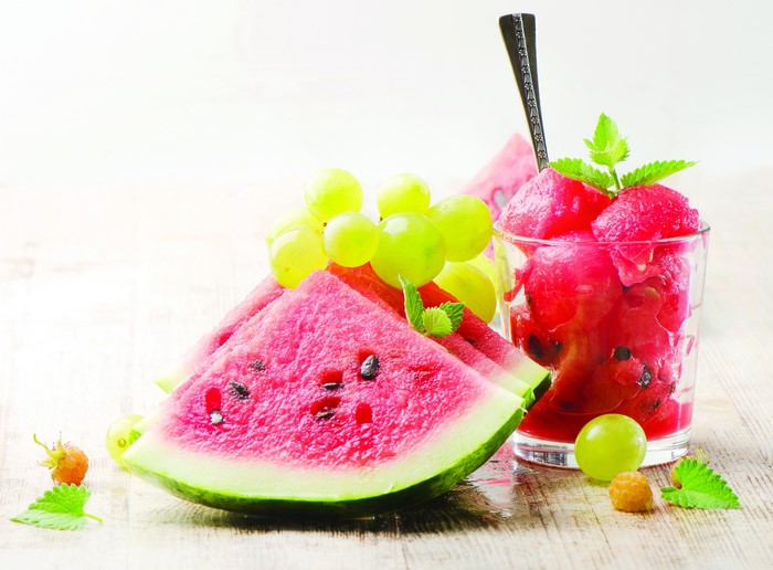 Watermelon, Grapes, and Fruit Sorbet