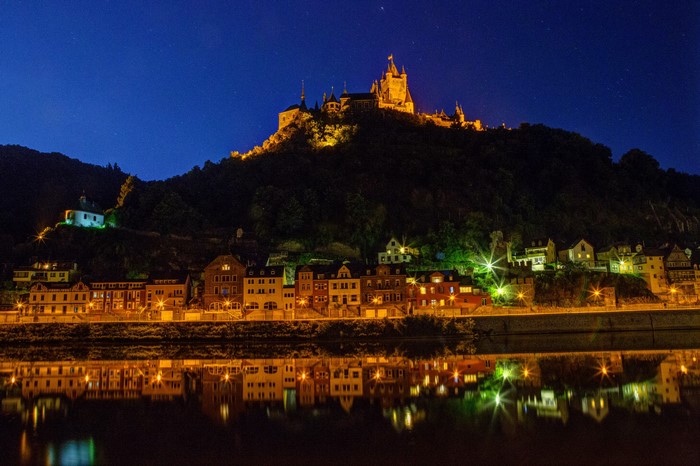 Cochem Castle and town at night, Germany