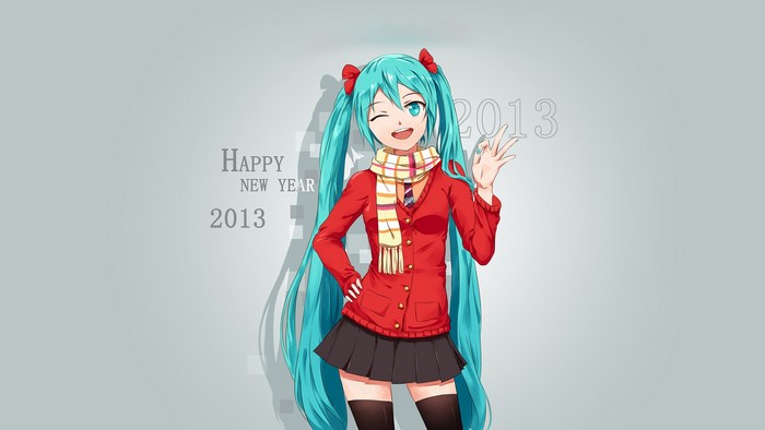 Hatsune Miku from Vocaloid wishing Happy New Year 2013