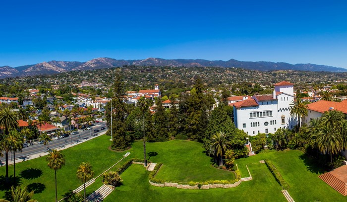 Santa Barbara Courthouse Lawn and Mountains, USA