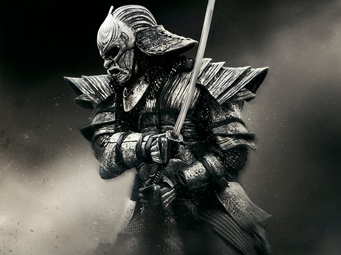 Samurai warrior in armor holding a sabre