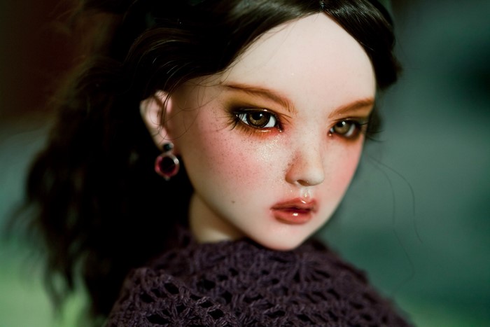 4K Doll with Brunette Hair and Earring