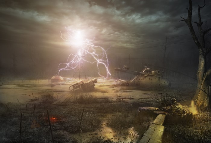 STALKER helicopter crash in swamp during lightning storm
