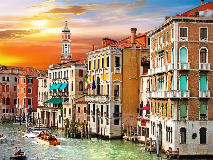 Grand Canal in Venice, Italy at Sunset