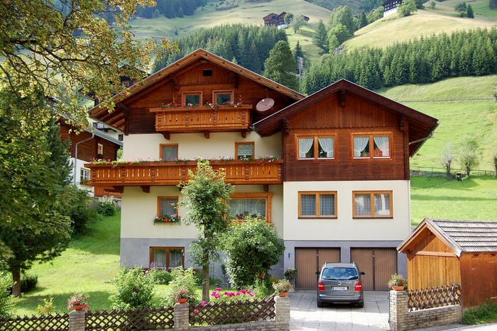 Traditional wooden house in Austrian Alps