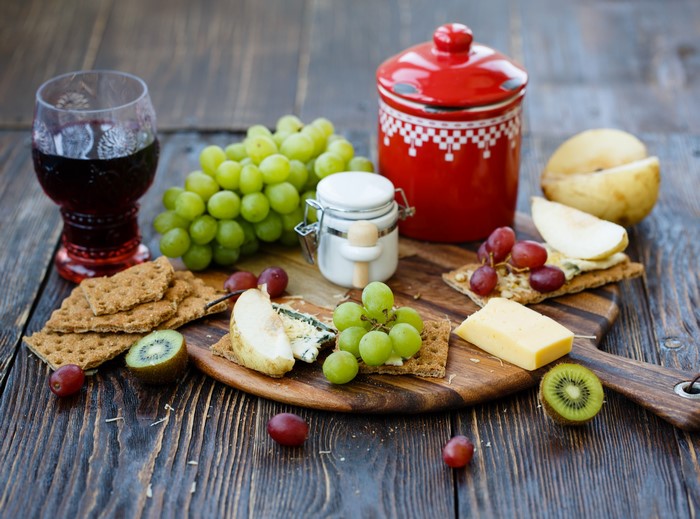 Still-life with Grapes, Cheese, and Wine