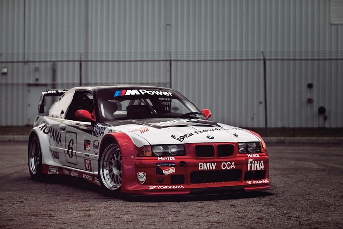 BMW M3 E36 race car with Yokohama and FINA livery
