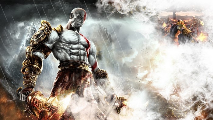 Kratos from God of War in battle