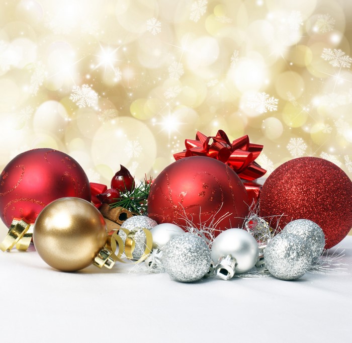 Christmas ornaments with bokeh background
