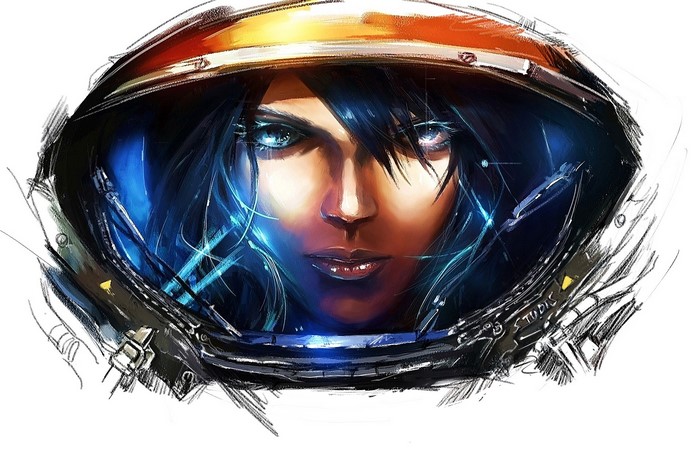 Kerrigan from StarCraft 2 in a helmet