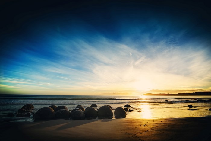 Moeraki Boulders Beach at Sunrise