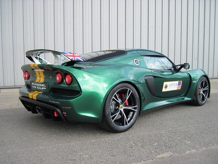 Green Lotus Exige V6 Cup with Union Jack Spoiler