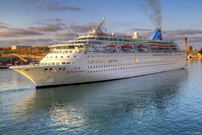 Thomson Majesty cruise liner sailing on water