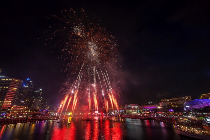 Fireworks over Sydney Harbour at Night