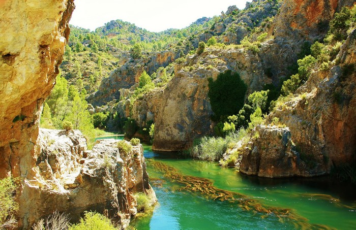 River flowing through a rocky gorge in Cuenca, Spain