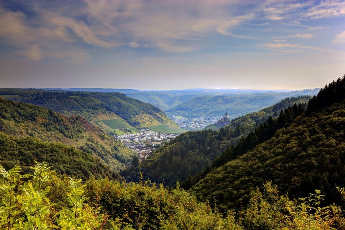 Valley with town and castle, Germany
