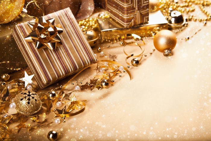 Christmas Gifts and Ornaments in Gold