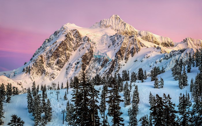 Mount Shuksan in Washington, USA during sunset