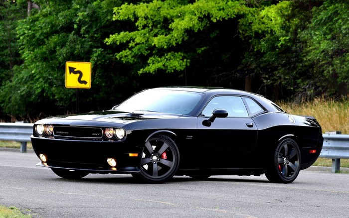 Black Dodge Challenger SRT8 on a Road