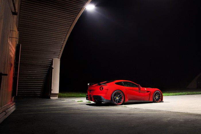 Red Novitec N-Largo F12berlinetta Ferrari at Night