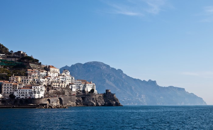Ravello, Italy Coastline with Mountains and Houses
