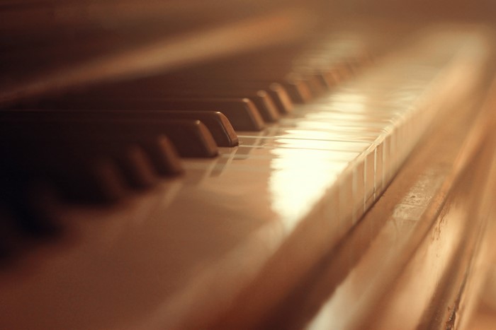 Closeup of a piano keyboard