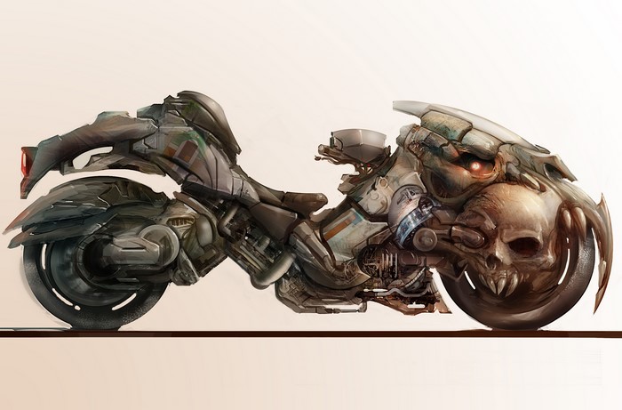 Fantasy skull motorcycle concept art