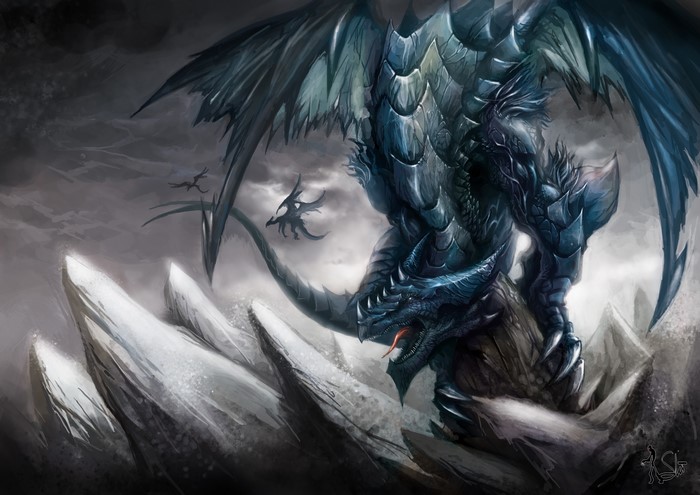 4K Dragons in a stormy sky