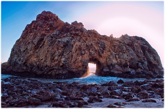 Rock Archway with Person in California