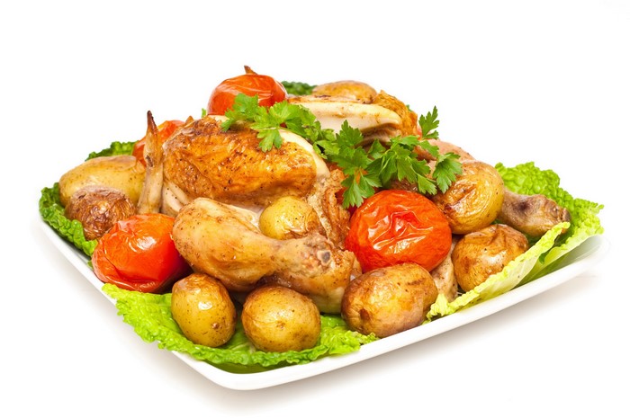 Roast Chicken with Potatoes and Tomatoes