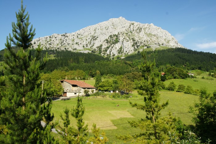 Mountain landscape with a farmhouse in the Basque Country, Spain