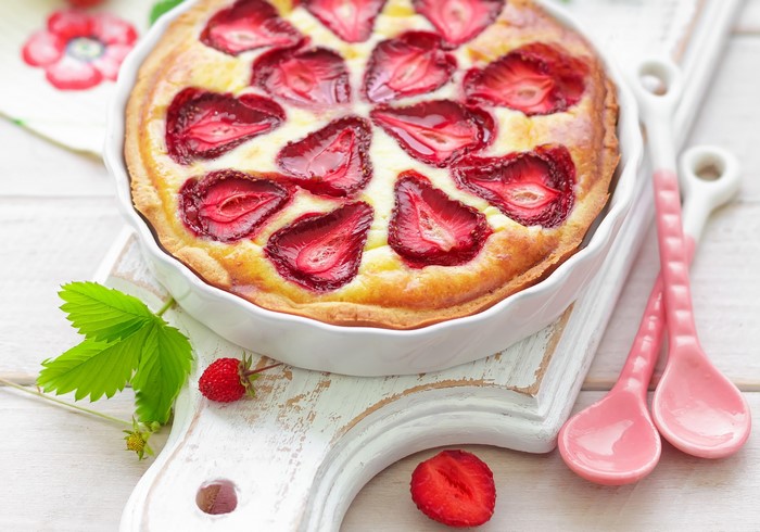 Strawberry Pie in a White Dish