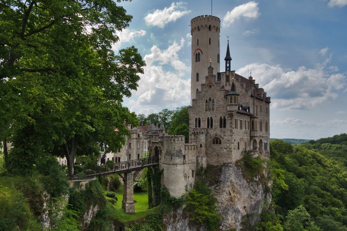 Lichtenstein Castle on a cliff with a bridge