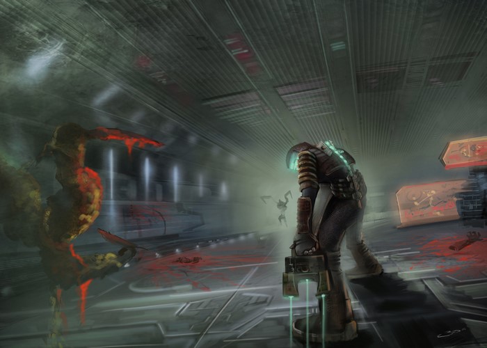 Dead Space fan art with warrior in armor