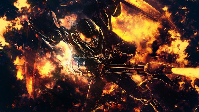 Batman in a fiery battle
