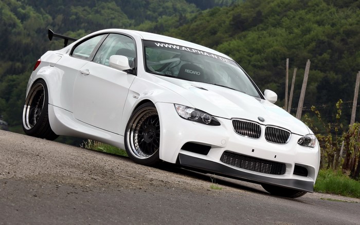White BMW M3 E92 with racing modifications